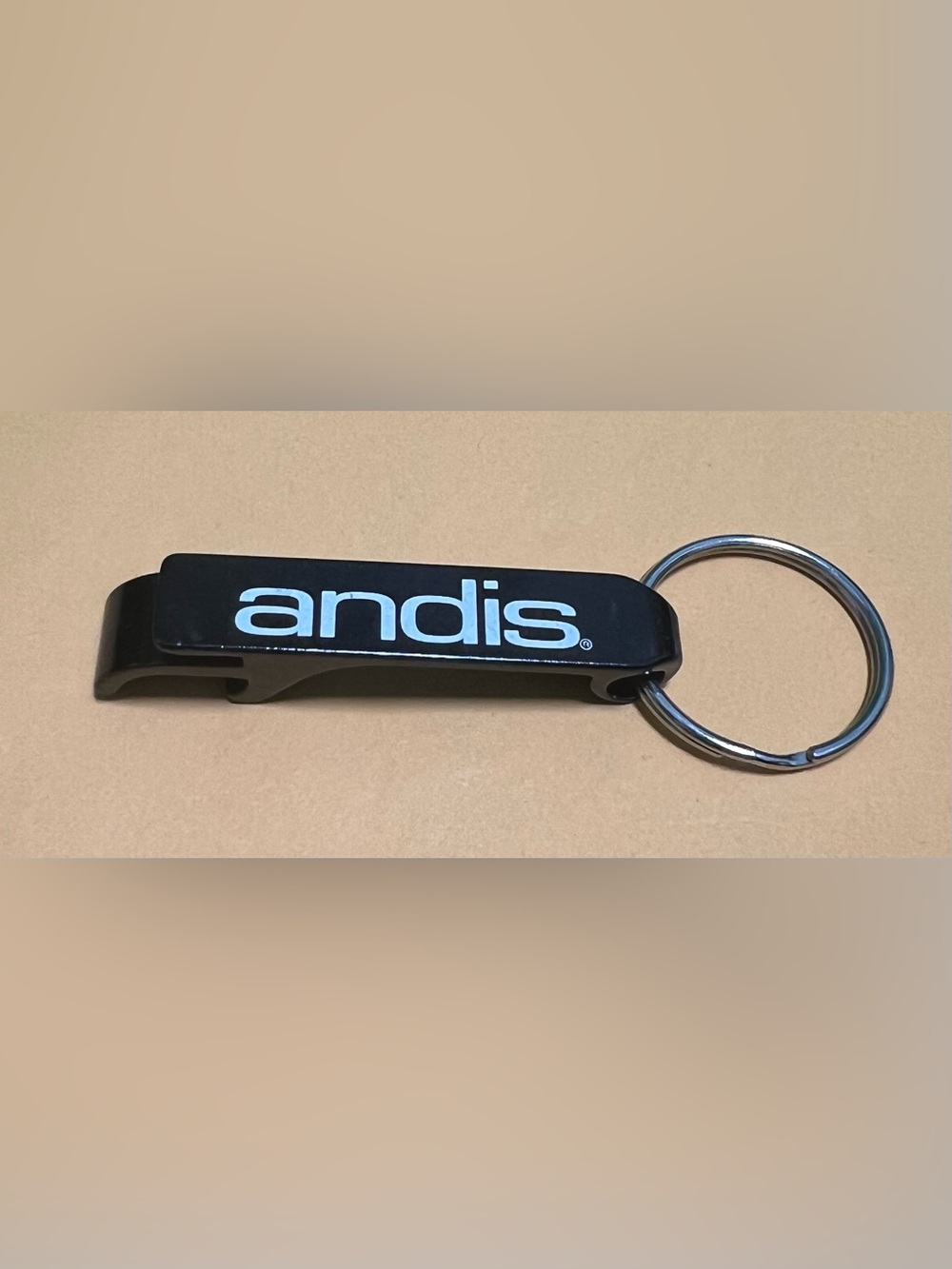 Andis Black Handle with White Logo Keyring Bottle Opener